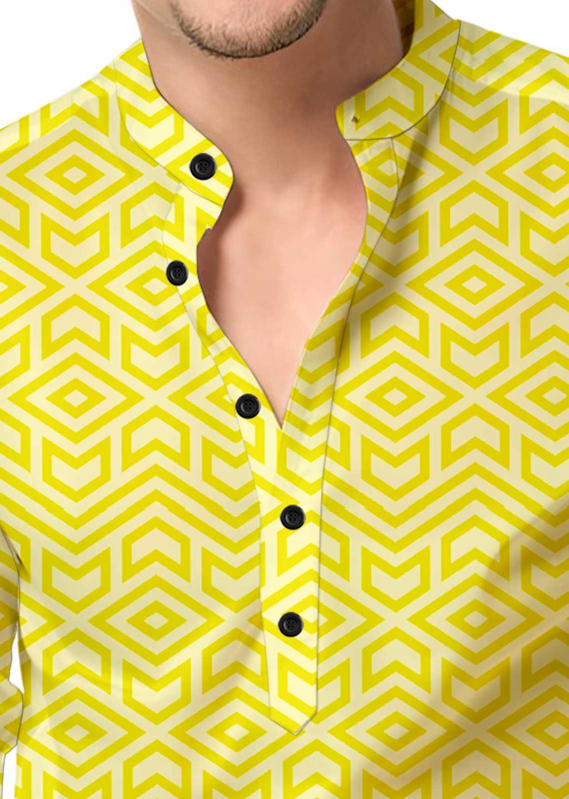 Ynf Cotton KESH662 ST63 Mens Wear Wholesale Casual Wear Men Cotton Kurta Mens Printed Shirts Manufacturer- Kapda Export