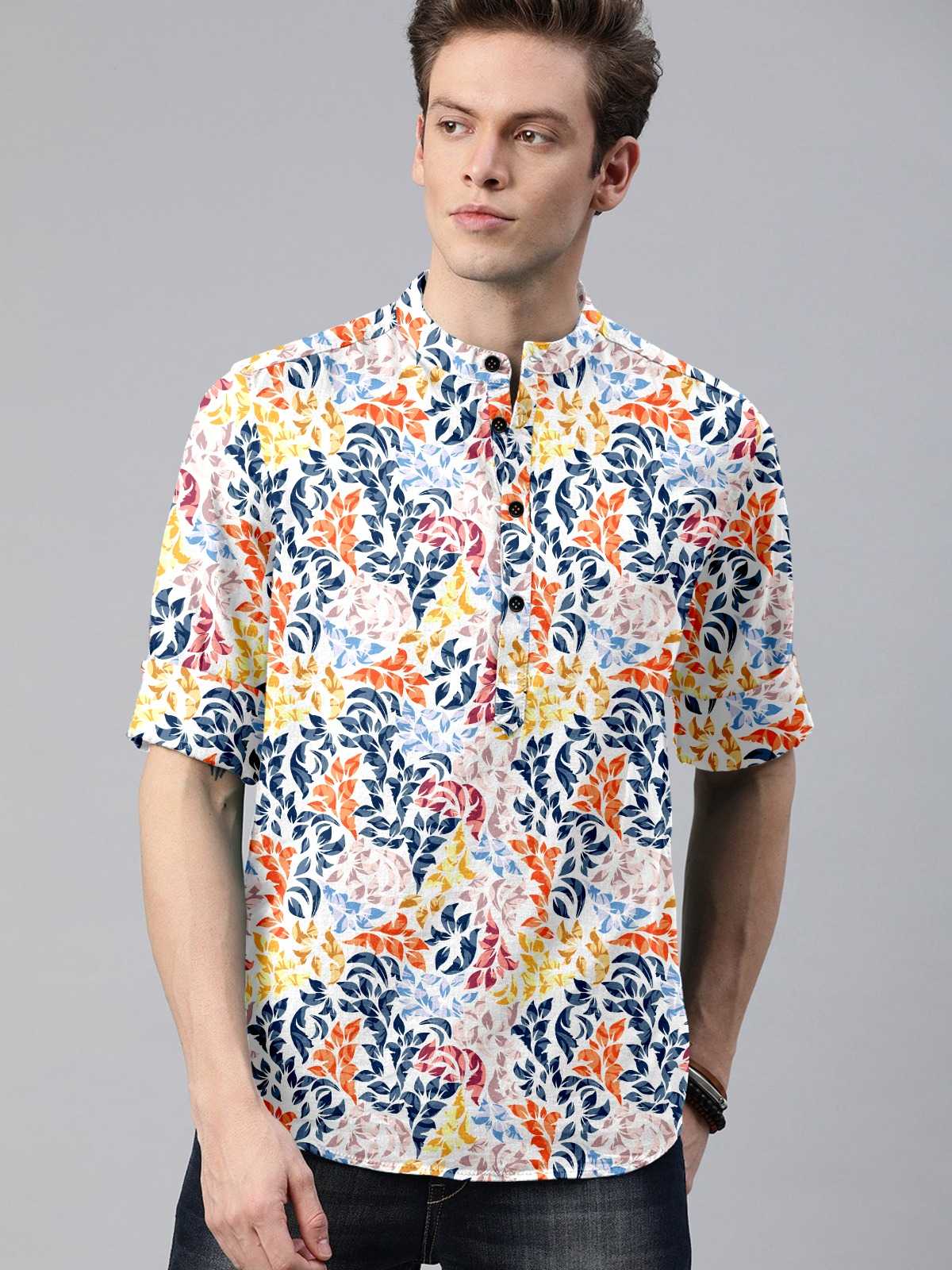 Ynf Cotton KESH662 ST65 Mens Wear Wholesale Casual Wear Mens Printed Shirts Indo Western Manufacturer- Kapda Export