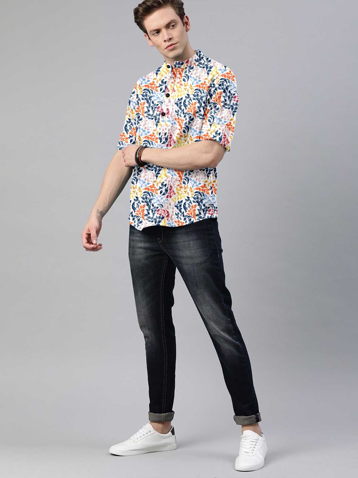 Ynf Cotton KESH662 ST65 Mens Wear Wholesale Casual Wear Mens Printed Shirts Indo Western Manufacturer- Kapda Export