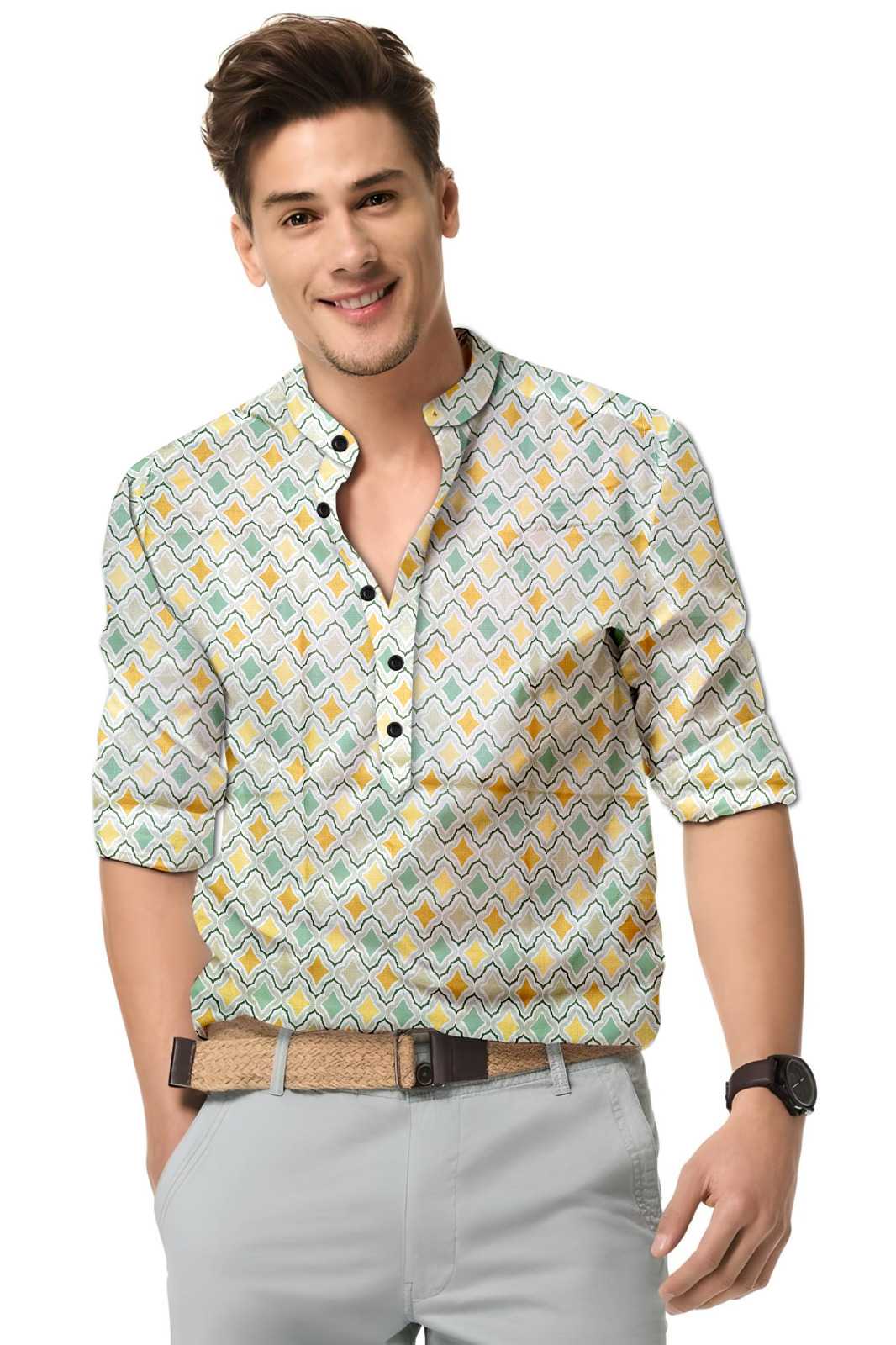 Ynf Cotton KESH662 ST69 Mens Wear Wholesale Casual Wear Mens Shirt Indo Western Manufacturer- Kapda Export