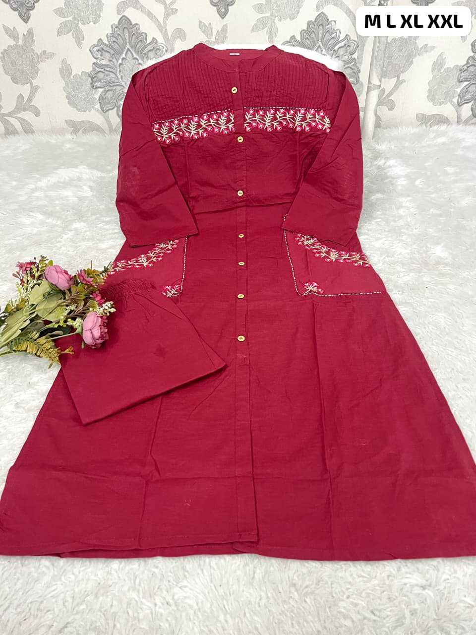 Ynf Cotton KESH684 comfort Kurti Wholesale Workwear Kurtis Embroidered Kurtis Buttoned Kurtis Manufacturer- Kapda Export