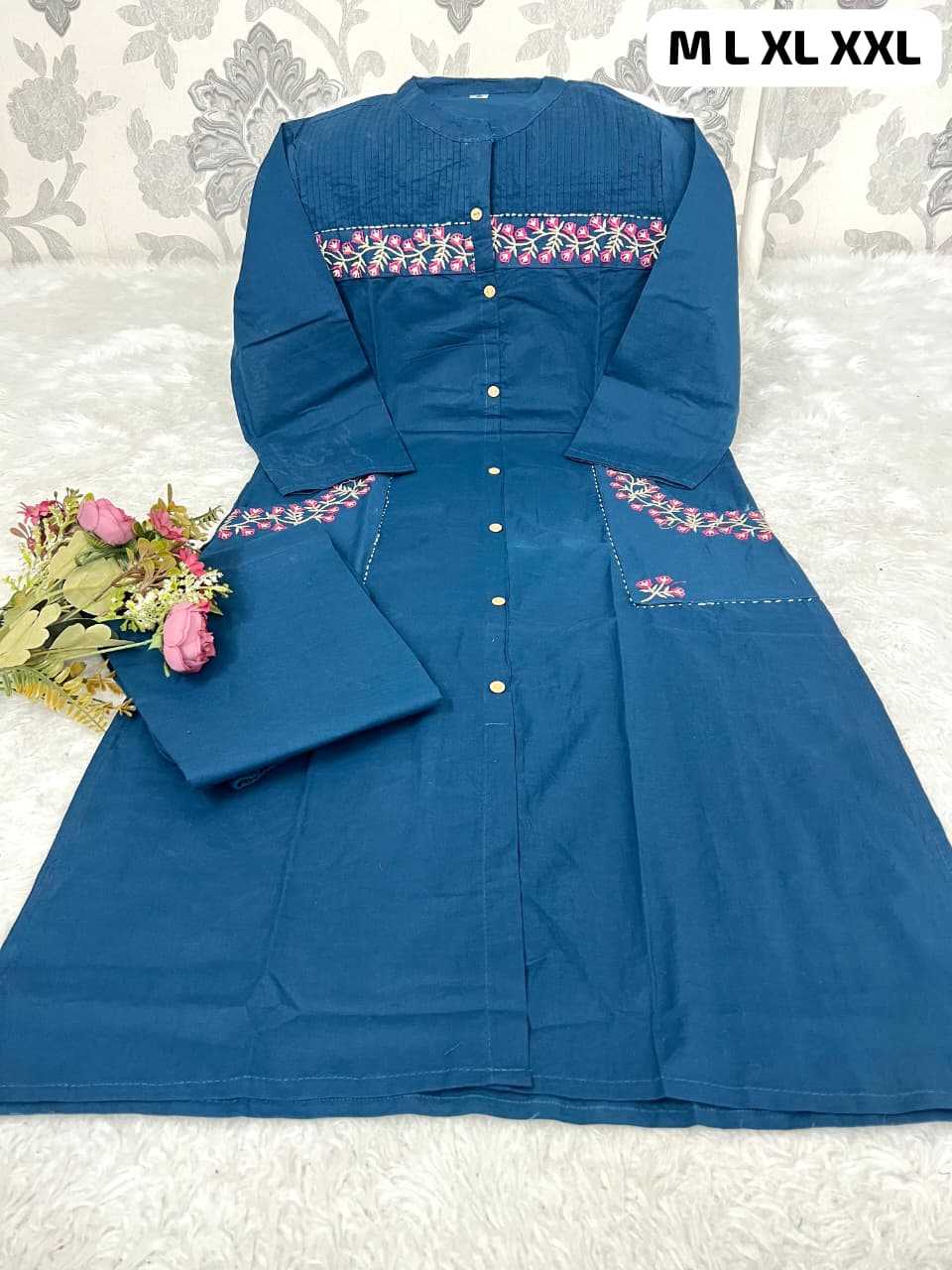 Ynf Cotton KESH684 comfort Kurti Wholesale Workwear Kurtis Embroidered Kurtis Buttoned Kurtis Manufacturer- Kapda Export