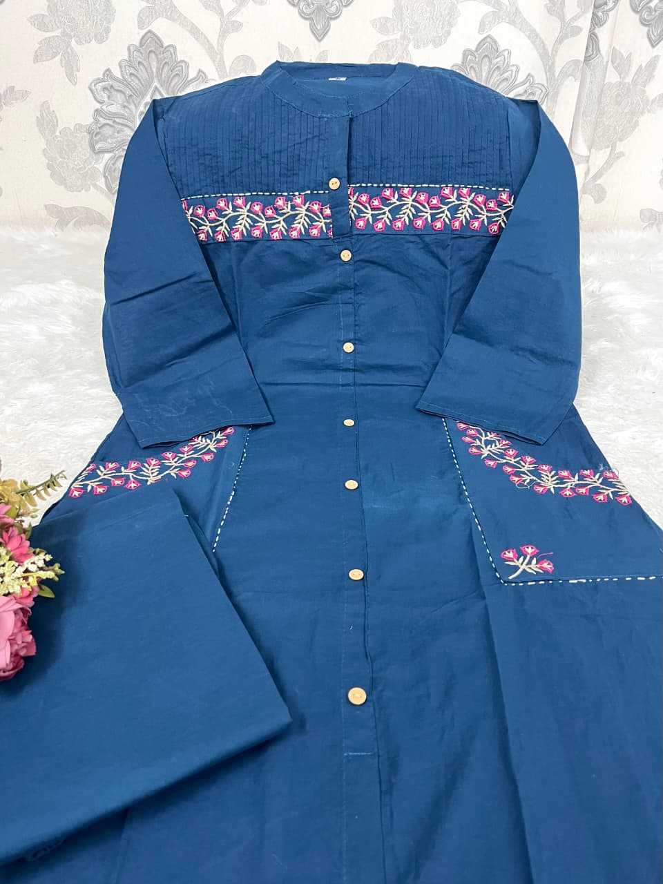 Ynf Cotton KESH684 comfort Kurti Wholesale Workwear Kurtis Embroidered Kurtis Buttoned Kurtis Manufacturer- Kapda Export