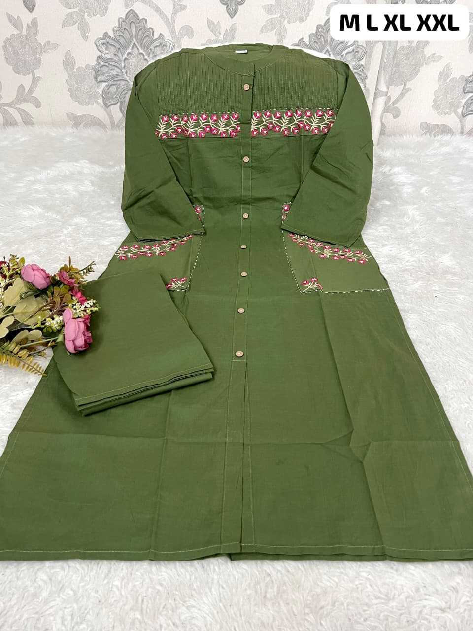 Ynf Cotton KESH684 comfort Kurti Wholesale Workwear Kurtis Embroidered Kurtis Buttoned Kurtis Manufacturer- Kapda Export