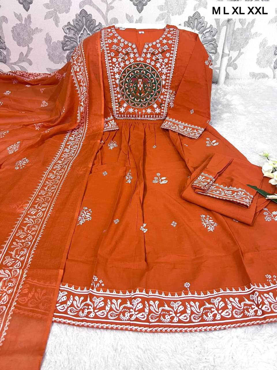 Ynf Cotton KESH684 KALANK Suits & Dresses Wholesale Embroidery Suits Ethnic Dresses Orange Salwar Suit Manufacturer- Kapda Export