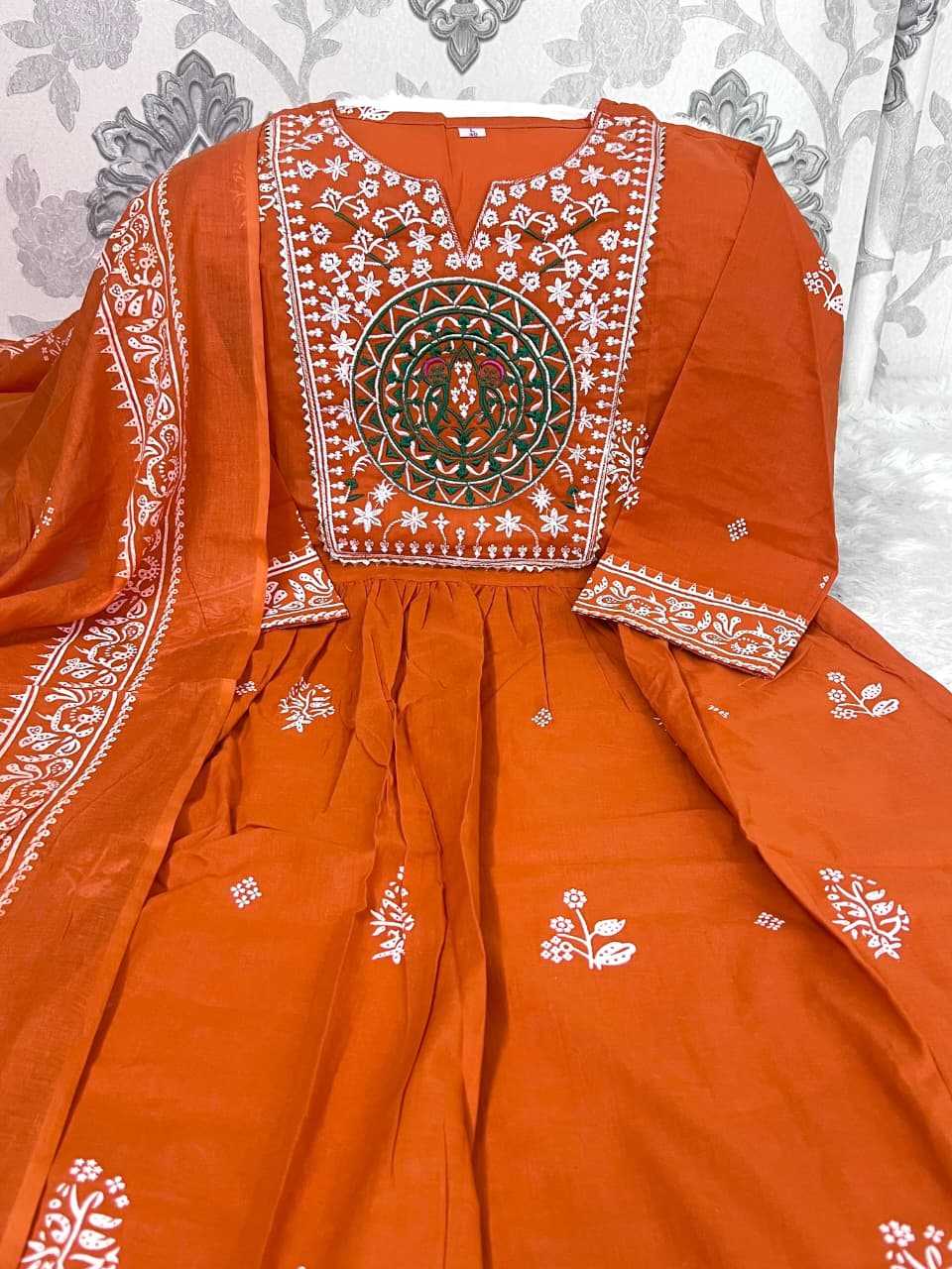Ynf Cotton KESH684 KALANK Suits & Dresses Wholesale Embroidery Suits Ethnic Dresses Orange Salwar Suit Manufacturer- Kapda Export