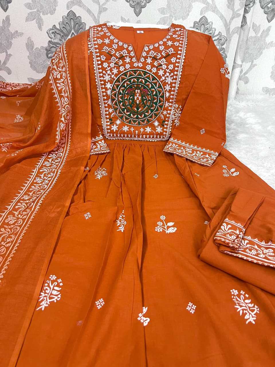 Ynf Cotton KESH684 KALANK Suits & Dresses Wholesale Embroidery Suits Ethnic Dresses Orange Salwar Suit Manufacturer- Kapda Export