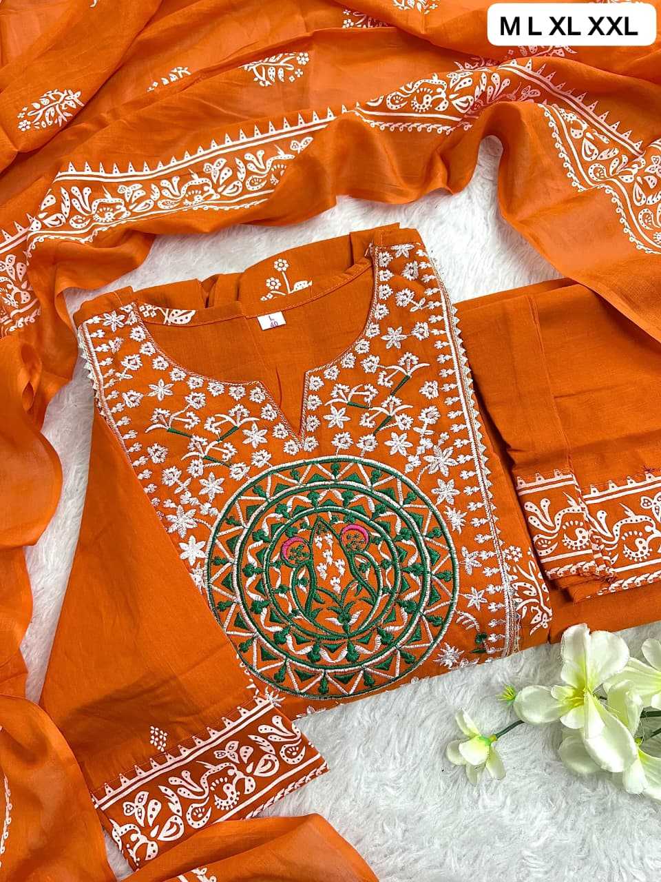 Ynf Cotton KESH684 KALANK Suits & Dresses Wholesale Embroidery Suits Ethnic Dresses Orange Salwar Suit Manufacturer- Kapda Export