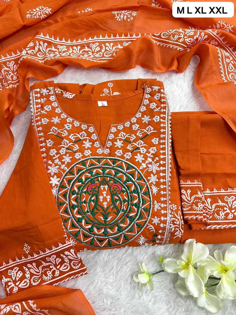 Ynf Cotton KESH684 KALANK Suits & Dresses Wholesale Embroidery Suits Ethnic Dresses Orange Salwar Suit Manufacturer- Kapda Export