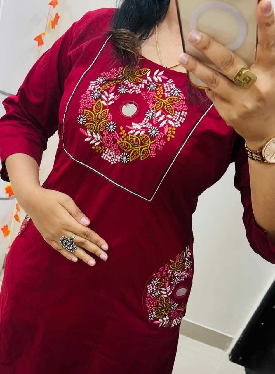 Ynf Cotton KESH684 SHIVE Kurti Wholesale Designer Kurtis Mirror Work Kurti Round Neck Kurtis Manufacturer- Kapda Export