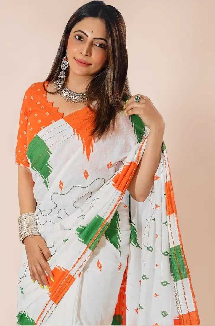 Ynf Cotton Linen RIN132 2024 Sarees Festive Collections Wholesale Cotton Linen Sarees Indian Sarees Independence Day Collections Manufacturer- Kapda Export
