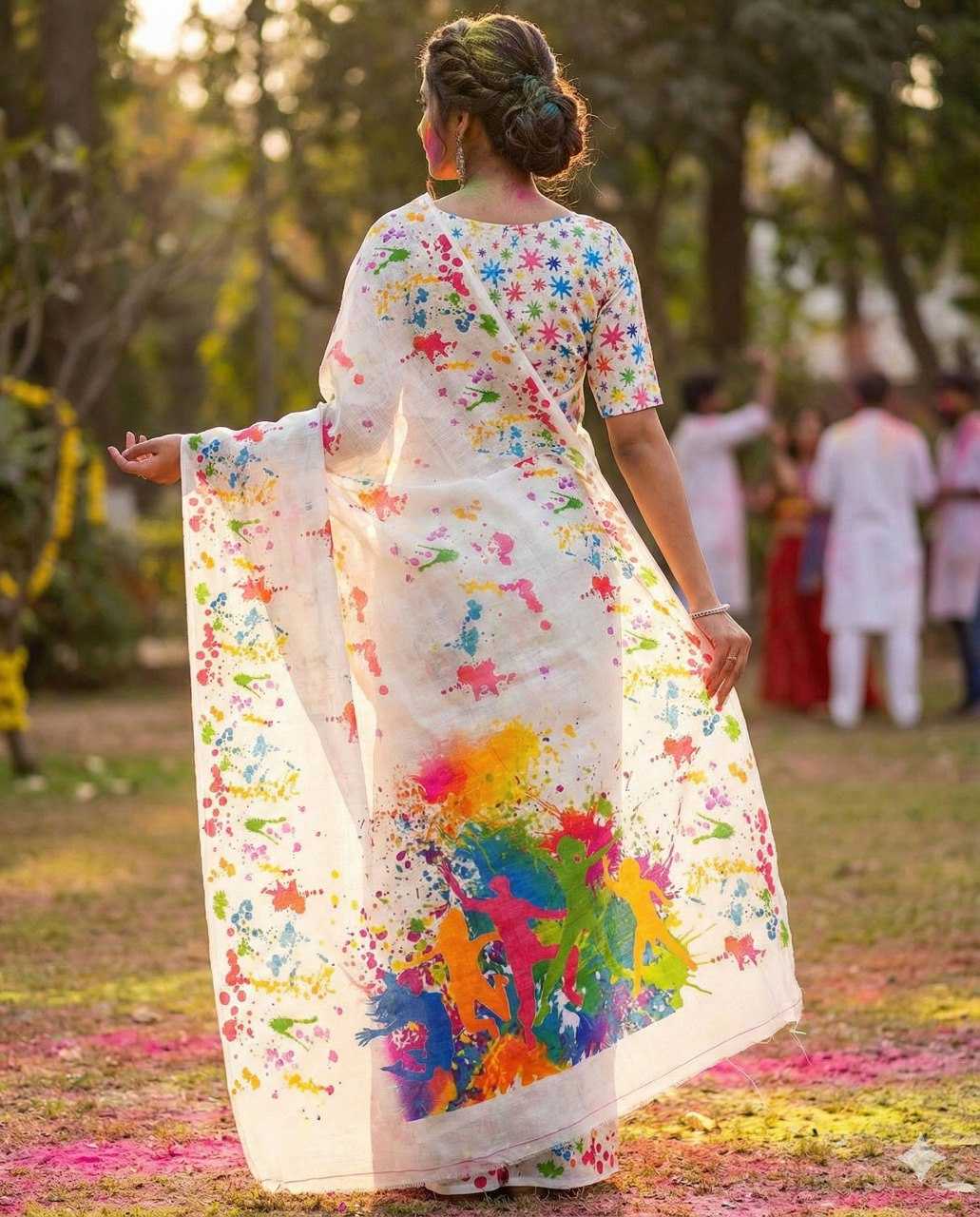 Ynf Cotton Linen RIN132 2031 Sarees Festive Collections Wholesale Cotton Linen Sarees Festive Sarees Holi Collections Manufacturer- Kapda Export