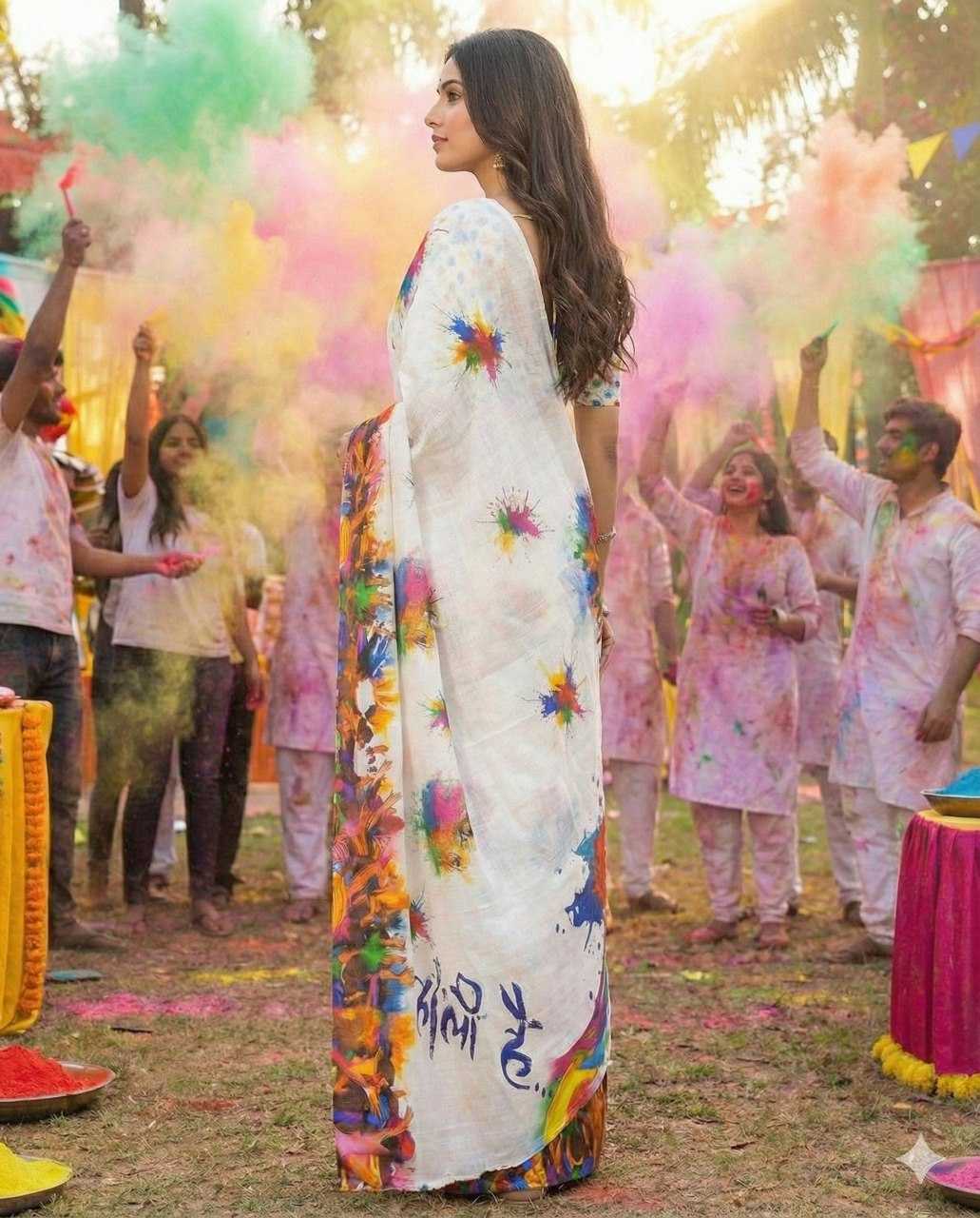 Ynf Cotton Linen RIN132 2031 Sarees Festive Collections Wholesale Cotton Linen Sarees Festive Sarees Holi Collections Manufacturer- Kapda Export