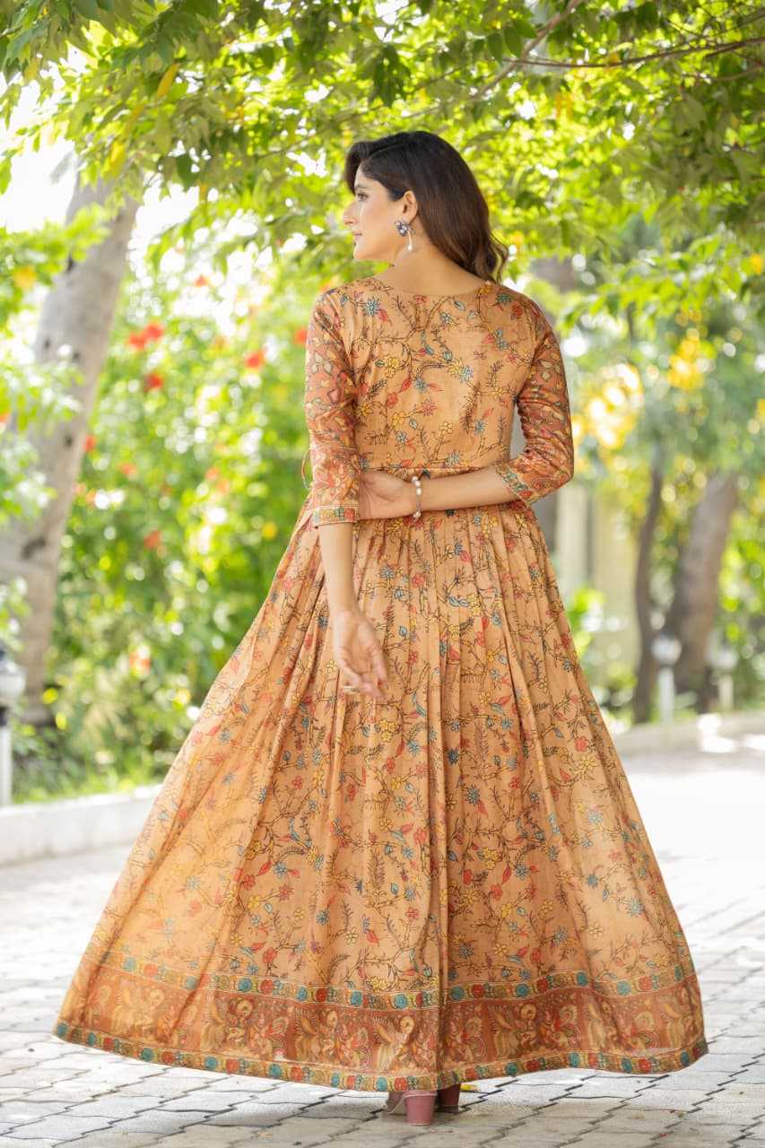Ynf Crepe Silk KESH249 angarkha gown Gowns Wholesale Fancy Gowns Wedding Gown Floral Print Gowns Manufacturer- Kapda Export