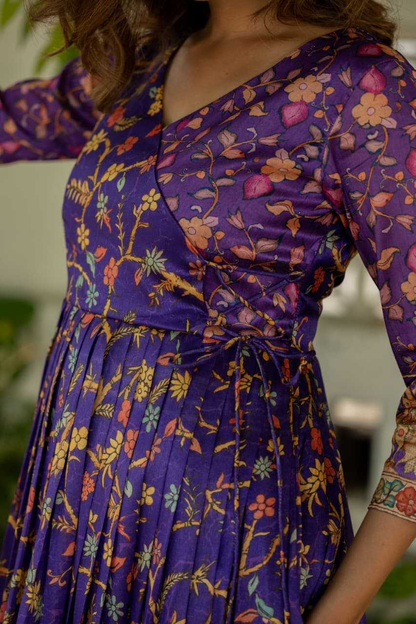 Ynf Crepe Silk KESH249 angarkha gown Gowns Wholesale Fancy Gowns Wedding Gown Floral Print Gowns Manufacturer- Kapda Export