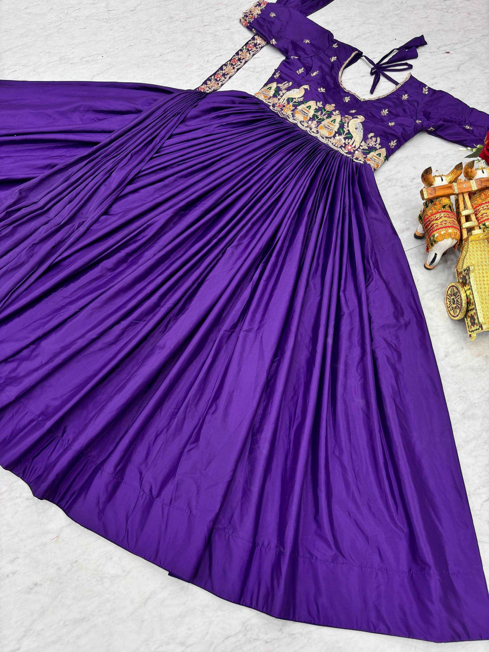 Ynf Crepe Silk KESH498 152 Gowns Wholesale Embroidery Gowns Long Gowns Designer Gowns Manufacturer- Kapda Export