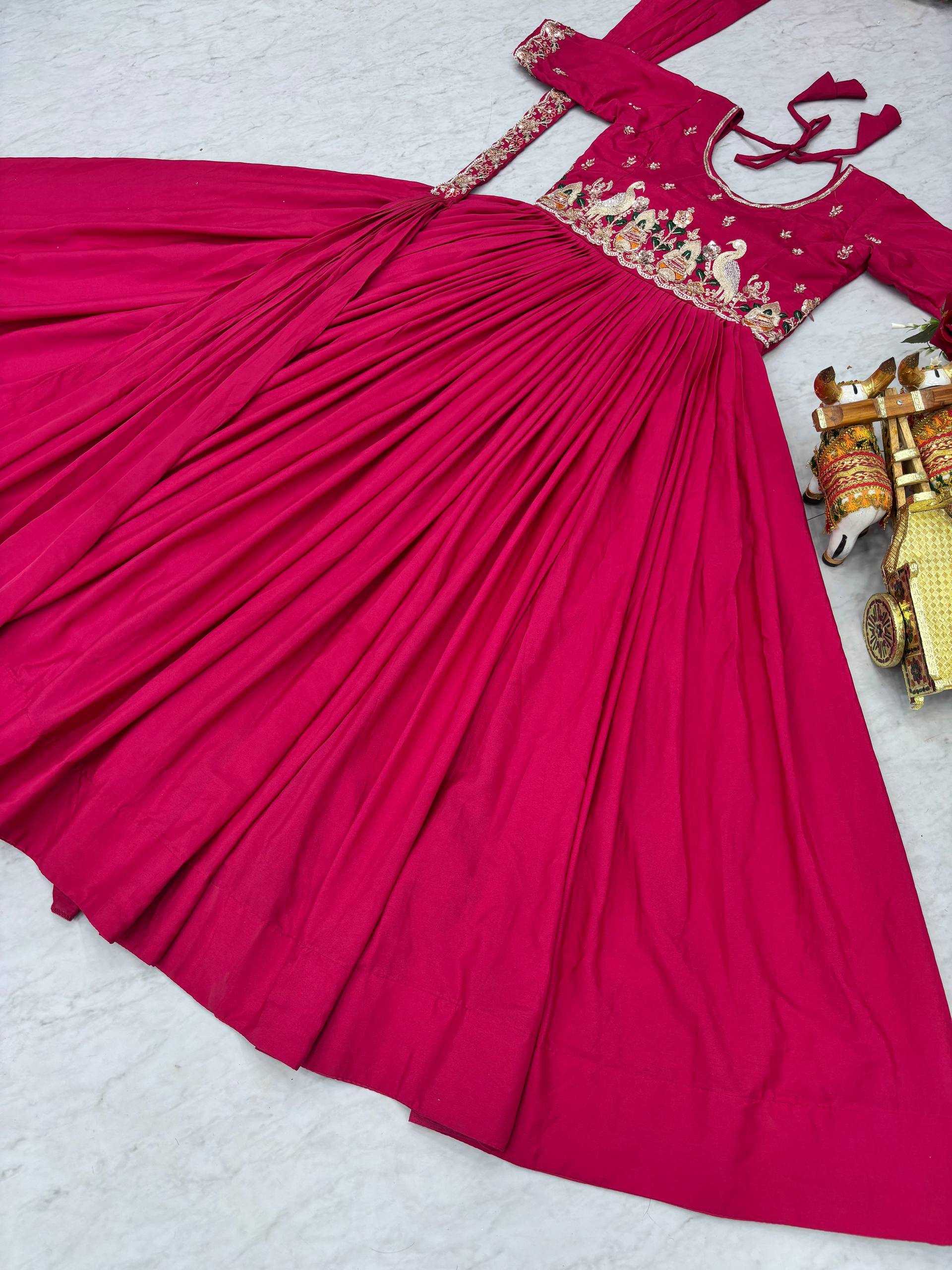 Ynf Crepe Silk KESH498 152 Gowns Wholesale Embroidery Gowns Long Gowns Designer Gowns Manufacturer- Kapda Export