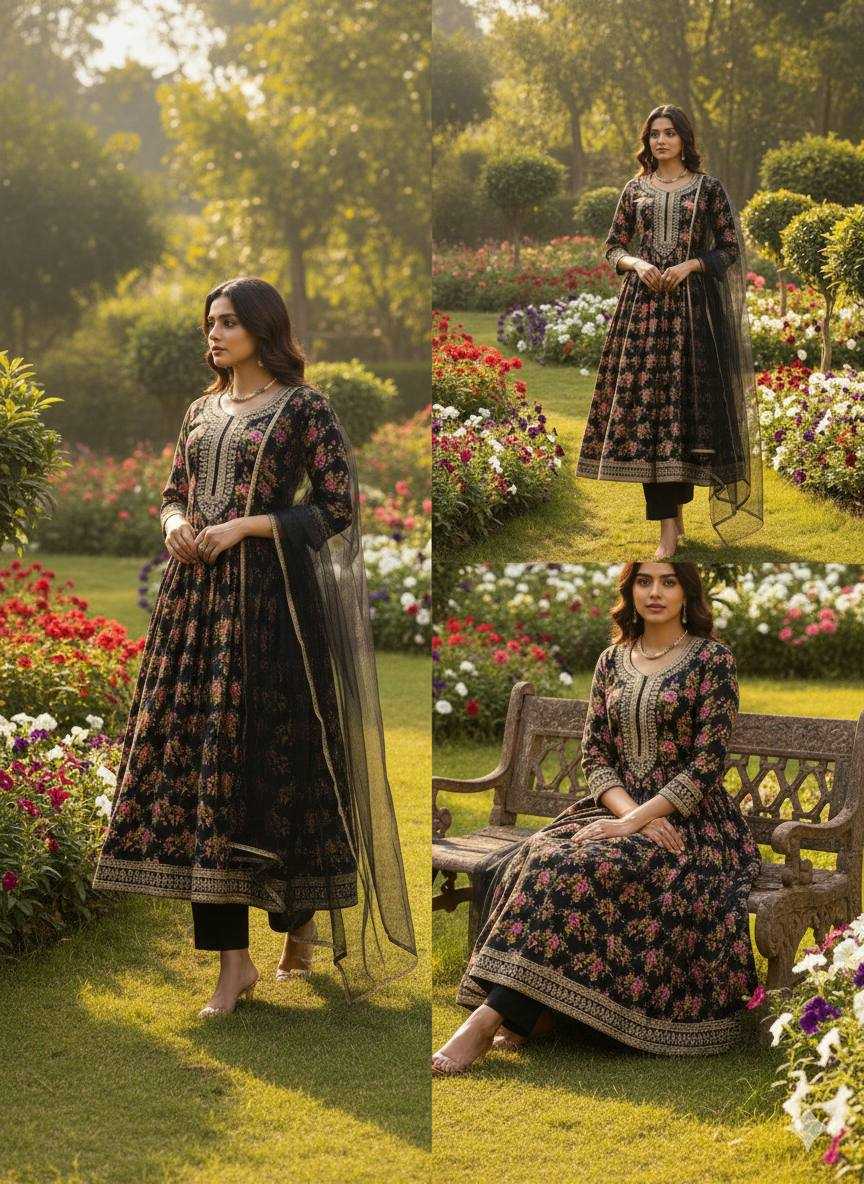 Ynf Crepe Silk KESH642 JANIKA Suits & Dresses Wholesale Embroidered Dresses Silk Dresses Anarkali Dresses Manufacturer- Kapda Export