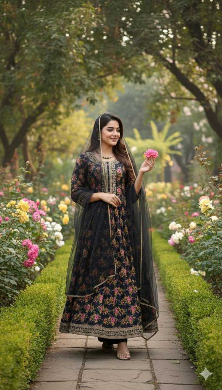 Ynf Crepe Silk KESH642 JANIKA Suits & Dresses Wholesale Embroidered Dresses Silk Dresses Anarkali Dresses Manufacturer- Kapda Export