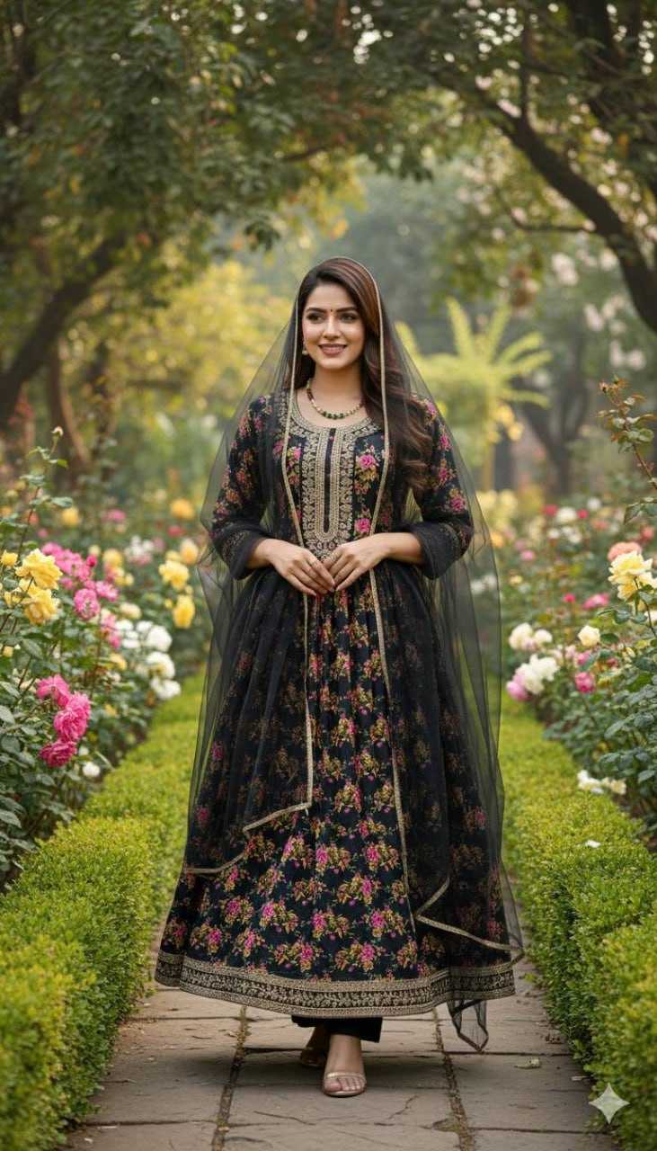 Ynf Crepe Silk KESH642 JANIKA Suits & Dresses Wholesale Embroidered Dresses Silk Dresses Anarkali Dresses Manufacturer- Kapda Export