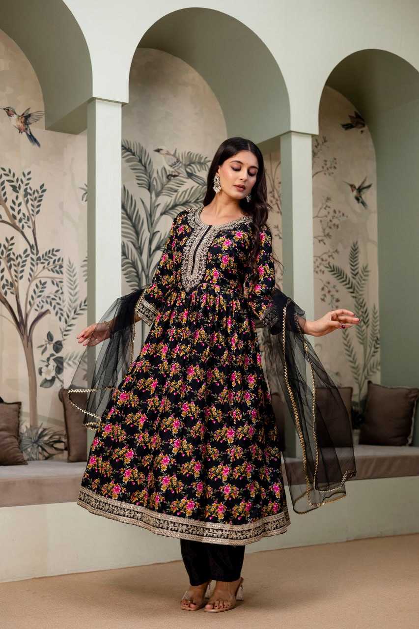 Ynf Crepe Silk KESH642 JANIKA Suits & Dresses Wholesale Embroidered Dresses Silk Dresses Anarkali Dresses Manufacturer- Kapda Export