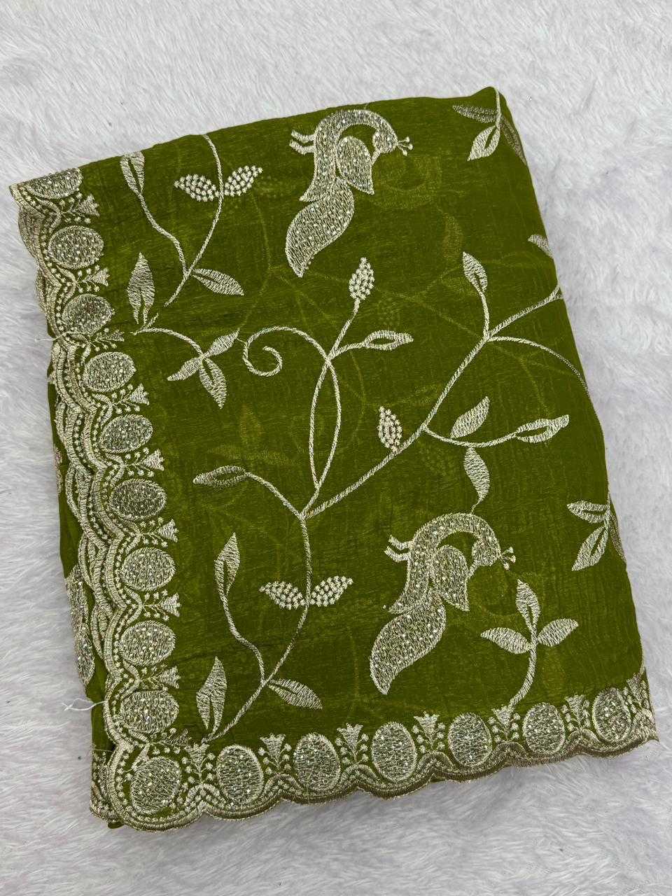 Ynf Crunchi KESH114 3847 Sarees Wholesale Embroidered Sarees Stone Work Saree Zari Border Sarees Manufacturer- Kapda Export