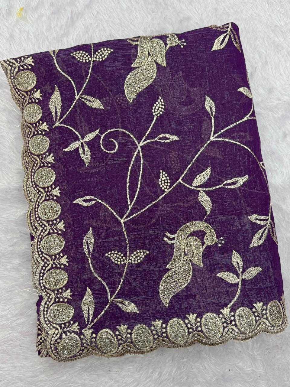 Ynf Crunchi KESH114 3847 Sarees Wholesale Embroidered Sarees Stone Work Saree Zari Border Sarees Manufacturer- Kapda Export