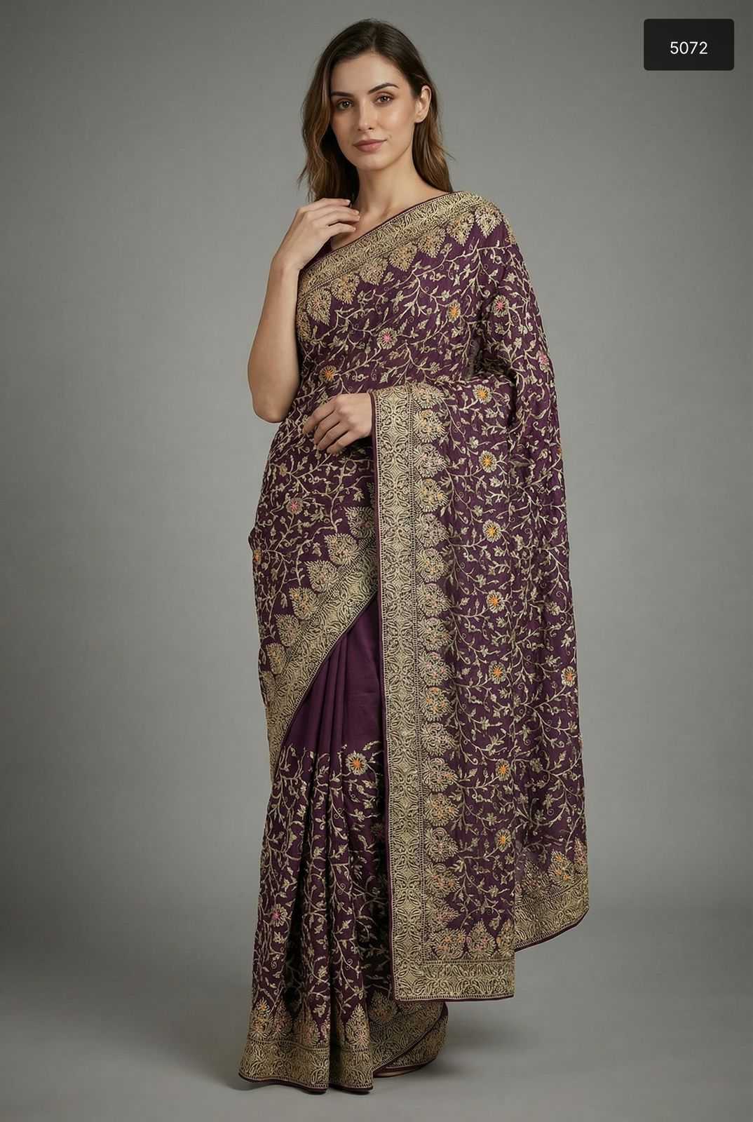 Ynf Crunchi KESH114 4844 Sarees Wholesale Work Sarees Kashmiri Sarees Zari Border Sarees Manufacturer- Kapda Export