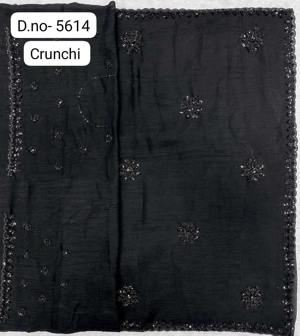 Ynf Crunchi KESH114 5604 Sarees Wholesale Fancy Sarees Sequence Sarees Black Sarees Manufacturer- Kapda Export