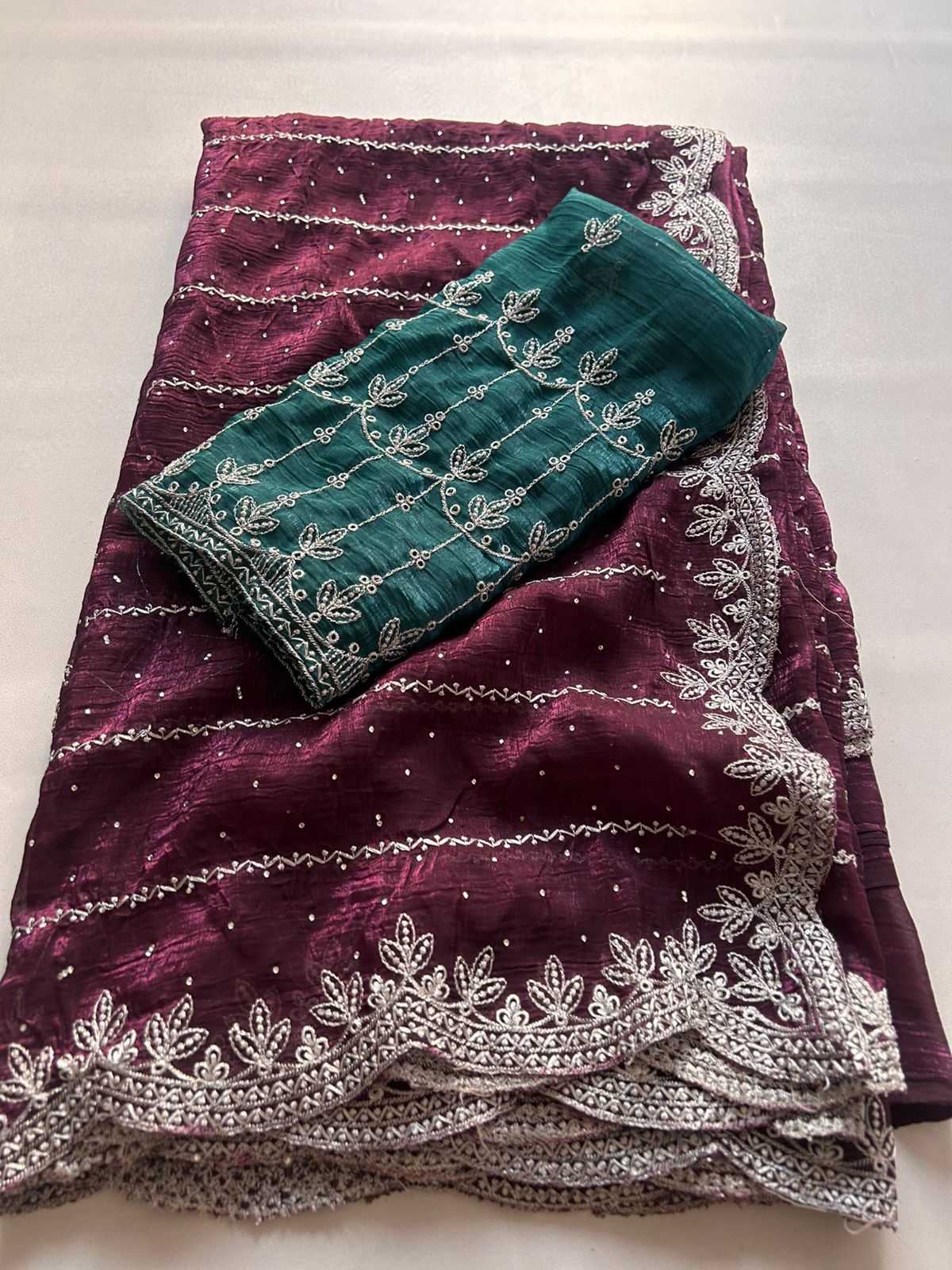 Ynf Crunchi KESH622 117 Sarees Festive Collections Wholesale Embroidered Sarees Swarovski Sarees Sarees With Blouse Manufacturer- Kapda Export