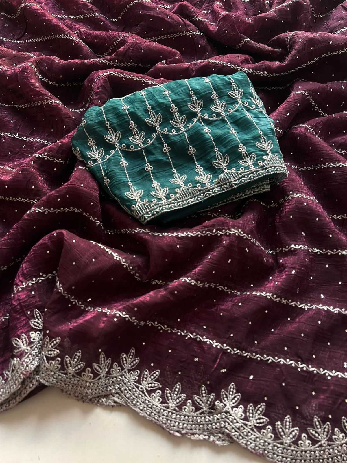 Ynf Crunchi KESH622 117 Sarees Festive Collections Wholesale Embroidered Sarees Swarovski Sarees Sarees With Blouse Manufacturer- Kapda Export