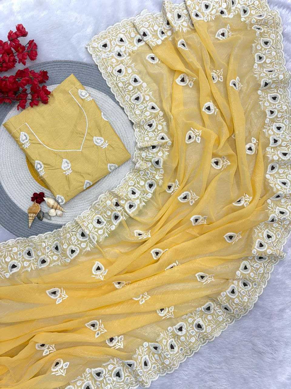 Ynf Crunchi RIN230 655 Sarees Wholesale Chiffon Sarees Pink Sarees Green Sarees Manufacturer- Kapda Export