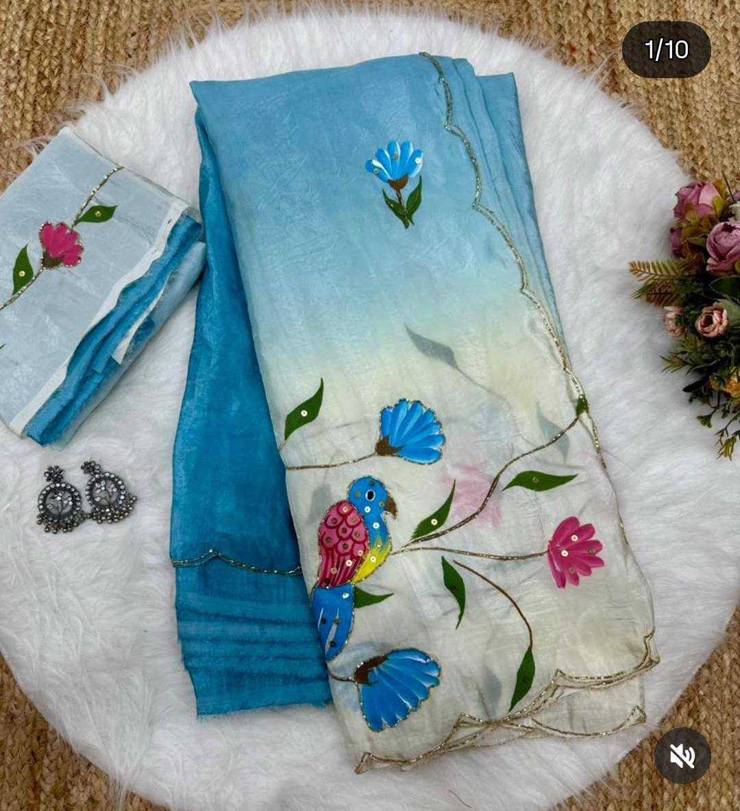 Ynf Crush Silk KESH509 gold crush Sarees Wholesale Printed Sarees Hand Work Sarees Golden Sarees Manufacturer- Kapda Export