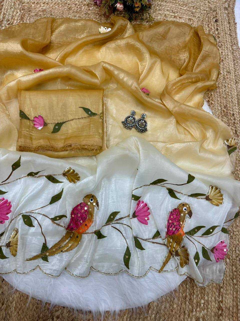Ynf Crush Silk KESH509 gold crush Sarees Wholesale Printed Sarees Hand Work Sarees Golden Sarees Manufacturer- Kapda Export
