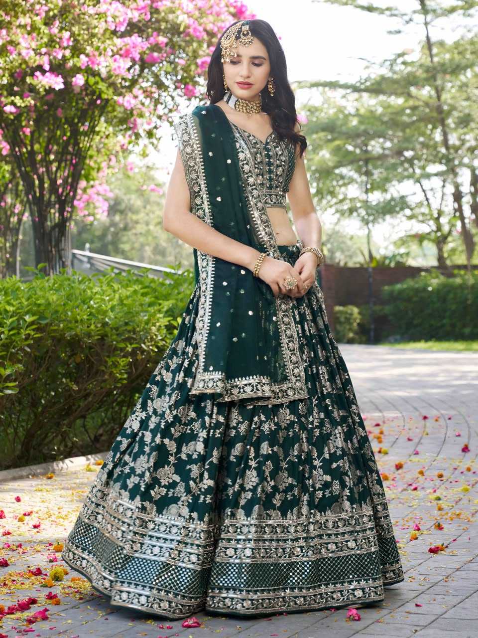 Ynf Dola Silk KESH638 7100 Lehengas Wholesale Silk Lehenga Designer Lehenga Choli Green Lehenga Manufacturer- Kapda Export