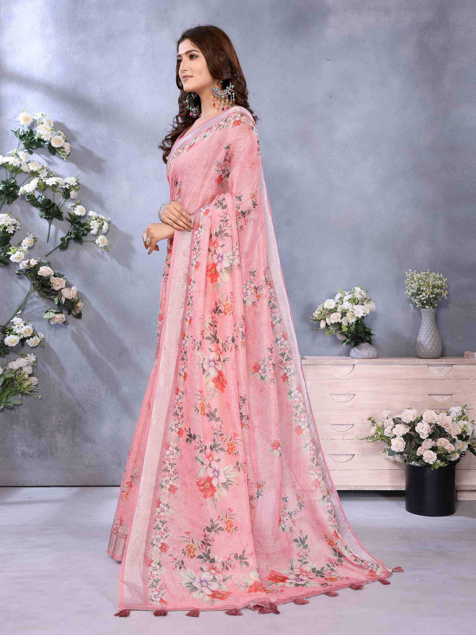 Ynf Fancy KESH553 410 Sarees Wholesale Fancy Sarees Festive Sarees Pink Sarees Manufacturer- Kapda Export