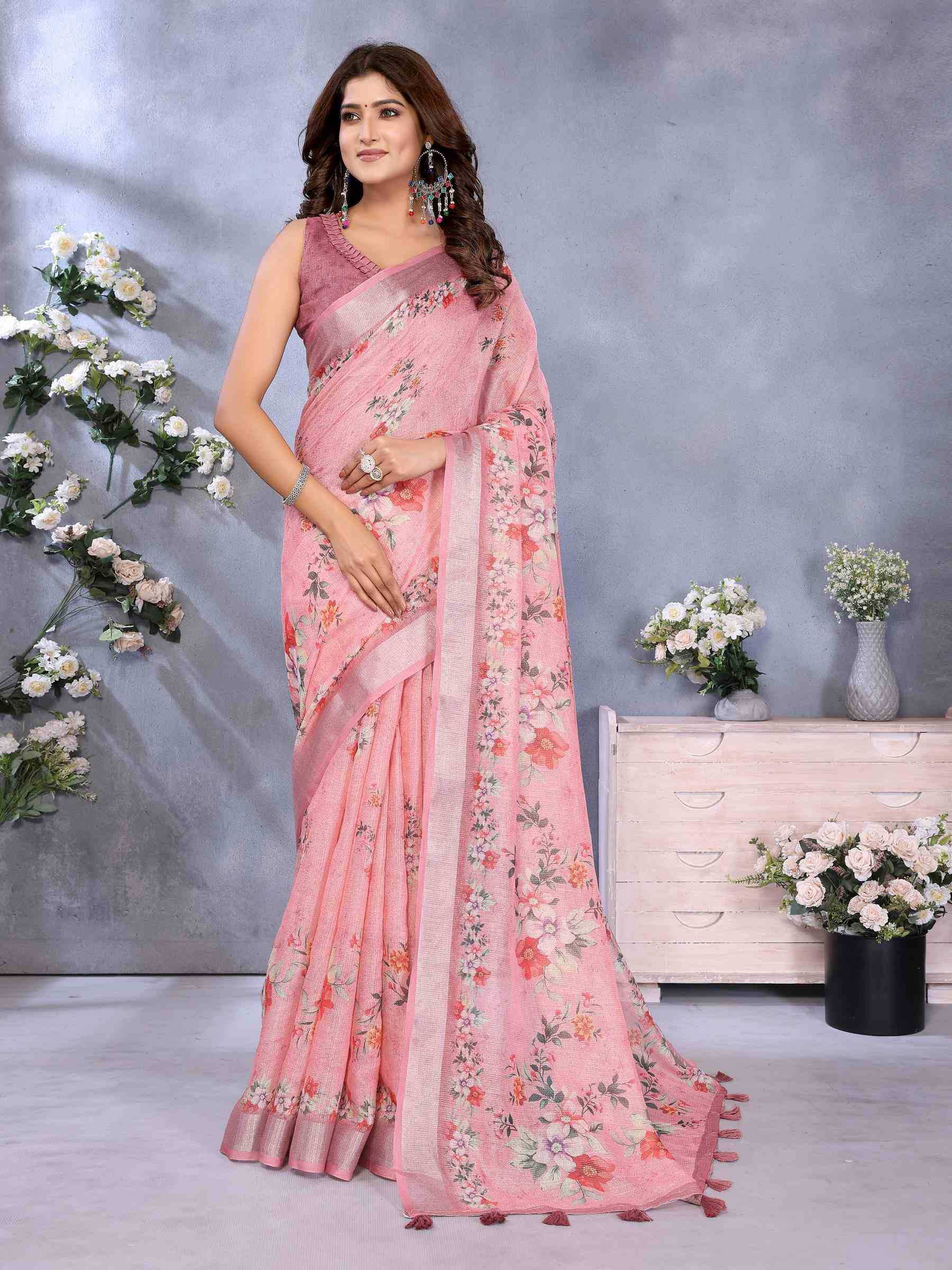 Ynf Fancy KESH553 410 Sarees Wholesale Fancy Sarees Festive Sarees Pink Sarees Manufacturer- Kapda Export