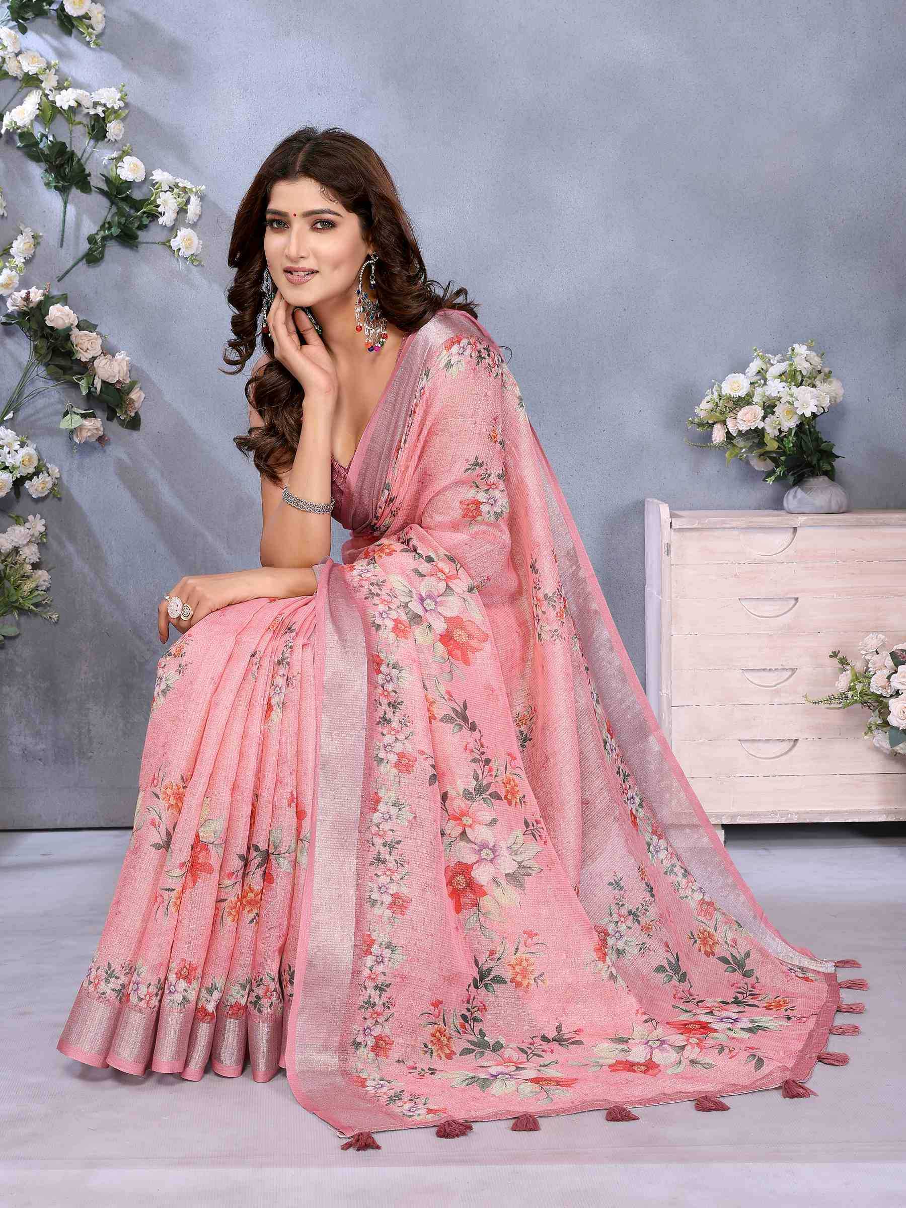 Ynf Fancy KESH553 410 Sarees Wholesale Fancy Sarees Festive Sarees Pink Sarees Manufacturer- Kapda Export