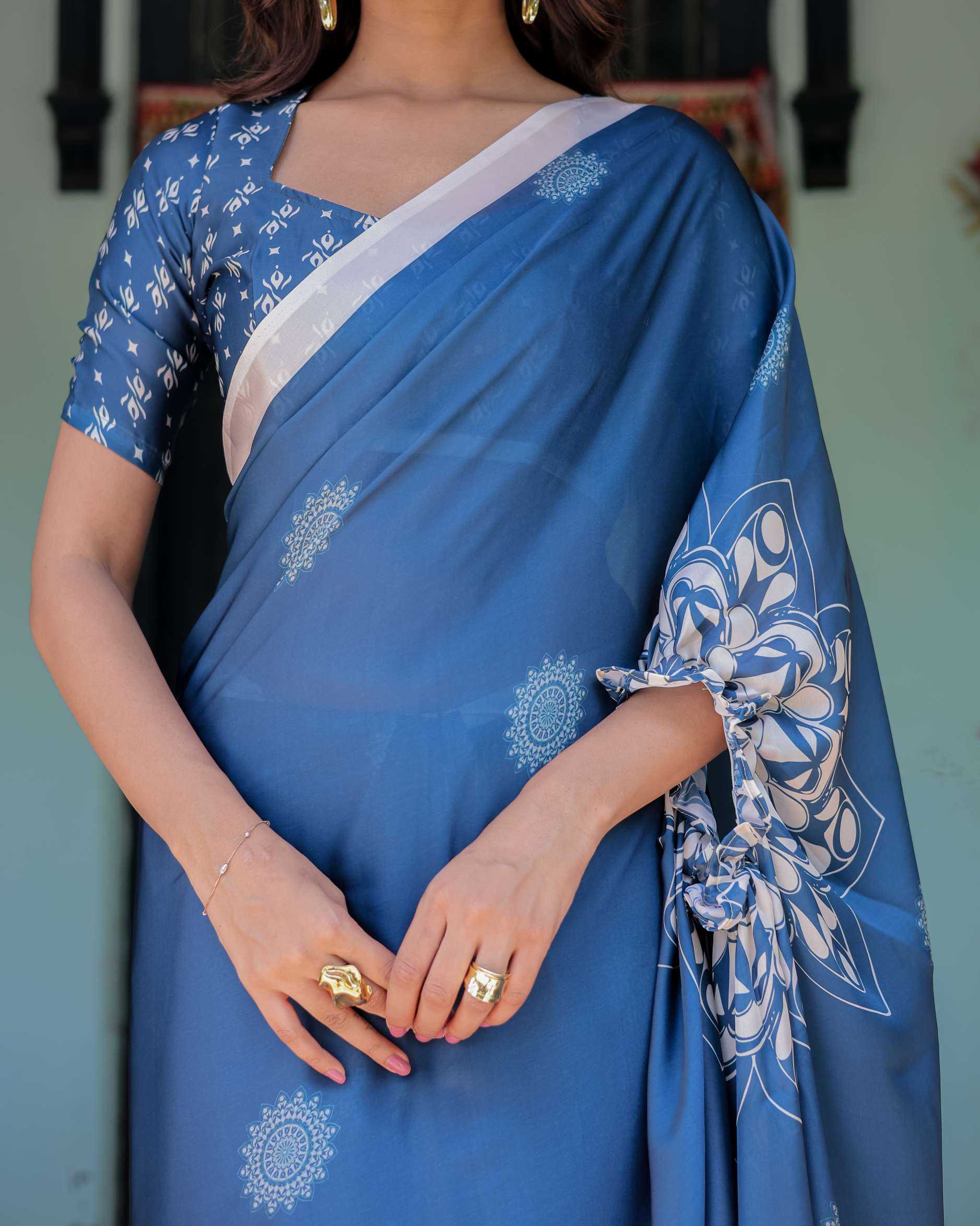 Ynf Fancy KESH719 143 Sarees Wholesale Fancy Sarees Modern Sarees Blue Sarees Manufacturer- Kapda Export