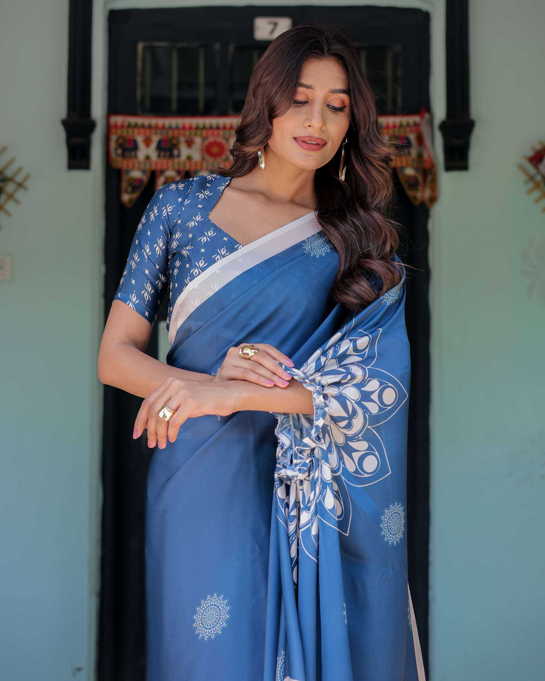 Ynf Fancy KESH719 143 Sarees Wholesale Fancy Sarees Modern Sarees Blue Sarees Manufacturer- Kapda Export