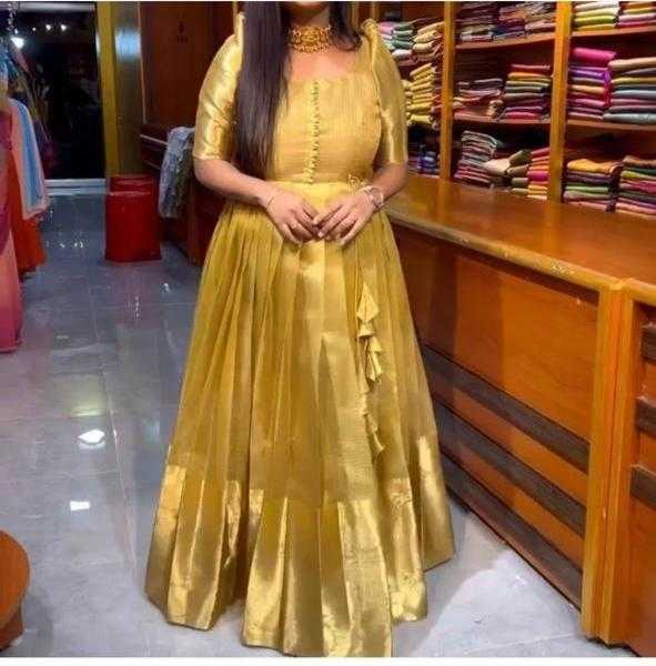 Ynf Fancy RIN235 Banarasi Gold Gowns Wholesale Wedding Gown Evening Gowns Party Wear Gowns Manufacturer- Kapda Export