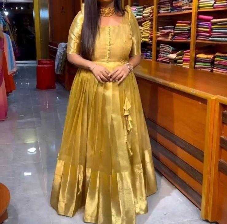 Ynf Fancy RIN235 Banarasi Gold Gowns Wholesale Wedding Gown Evening Gowns Party Wear Gowns Manufacturer- Kapda Export
