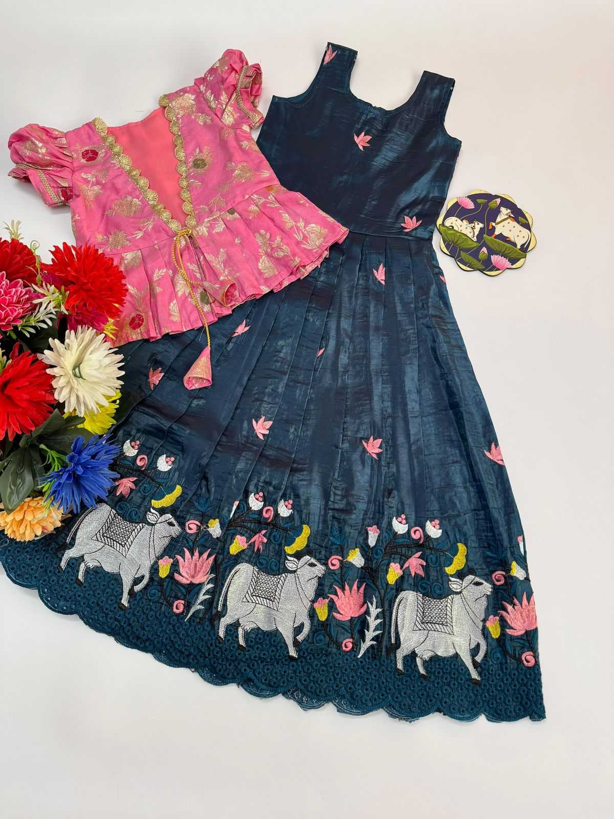 Ynf Fancy RIN235 nylon Dola Kids Wear Wholesale Kids Gown Kids Designer Frock Kids Festive Wear Manufacturer- Kapda Export