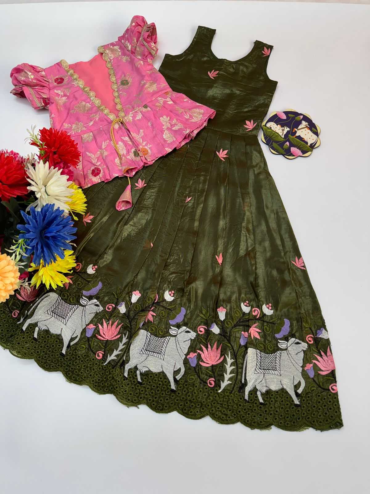 Ynf Fancy RIN235 nylon Dola Kids Wear Wholesale Kids Gown Kids Designer Frock Kids Festive Wear Manufacturer- Kapda Export