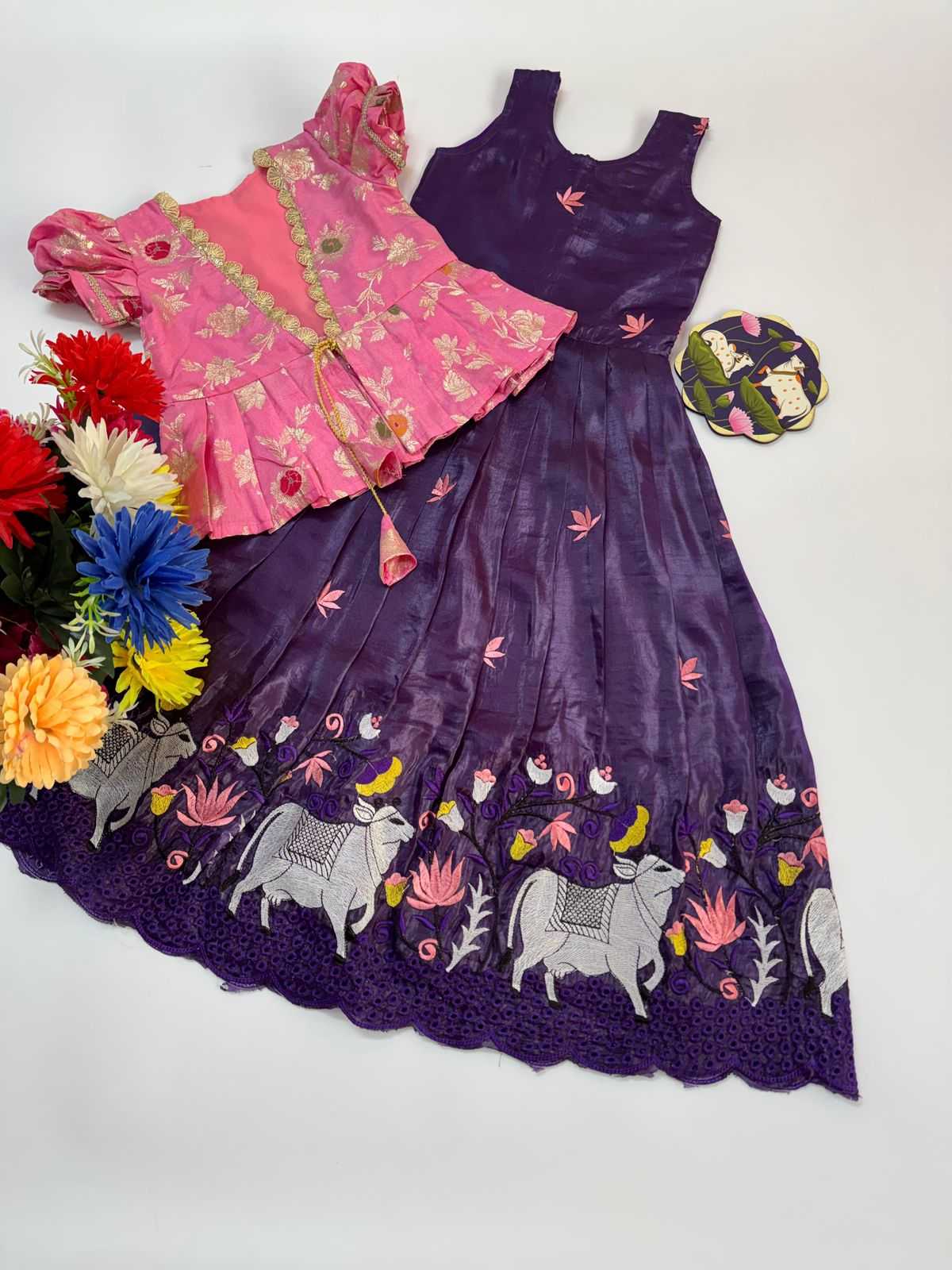 Ynf Fancy RIN235 nylon Dola Kids Wear Wholesale Kids Gown Kids Designer Frock Kids Festive Wear Manufacturer- Kapda Export