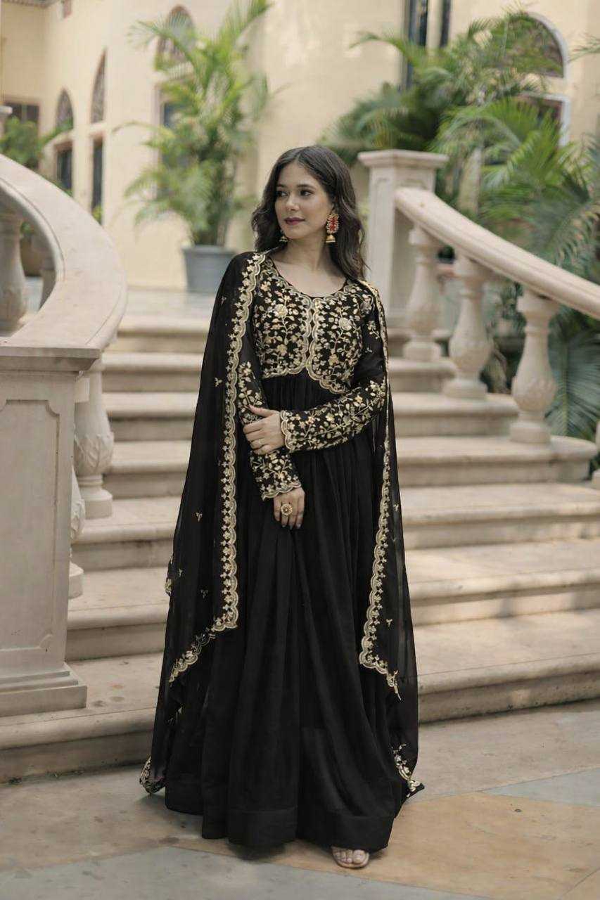 Ynf Faux Blooming KESH175 3095 Gowns Wholesale Evening Gowns Party Wear Gowns Designer Gowns Manufacturer- Kapda Export