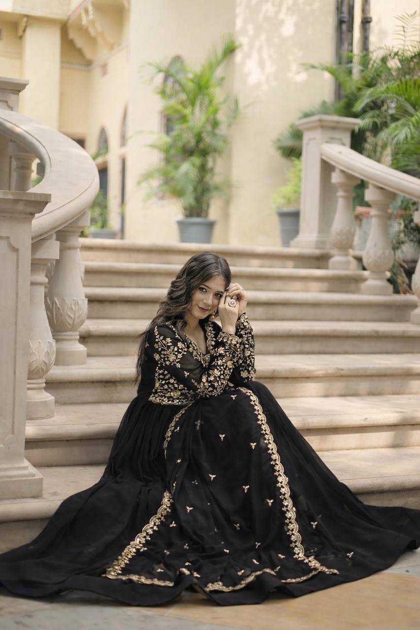 Ynf Faux Blooming KESH175 3095 Gowns Wholesale Evening Gowns Party Wear Gowns Designer Gowns Manufacturer- Kapda Export