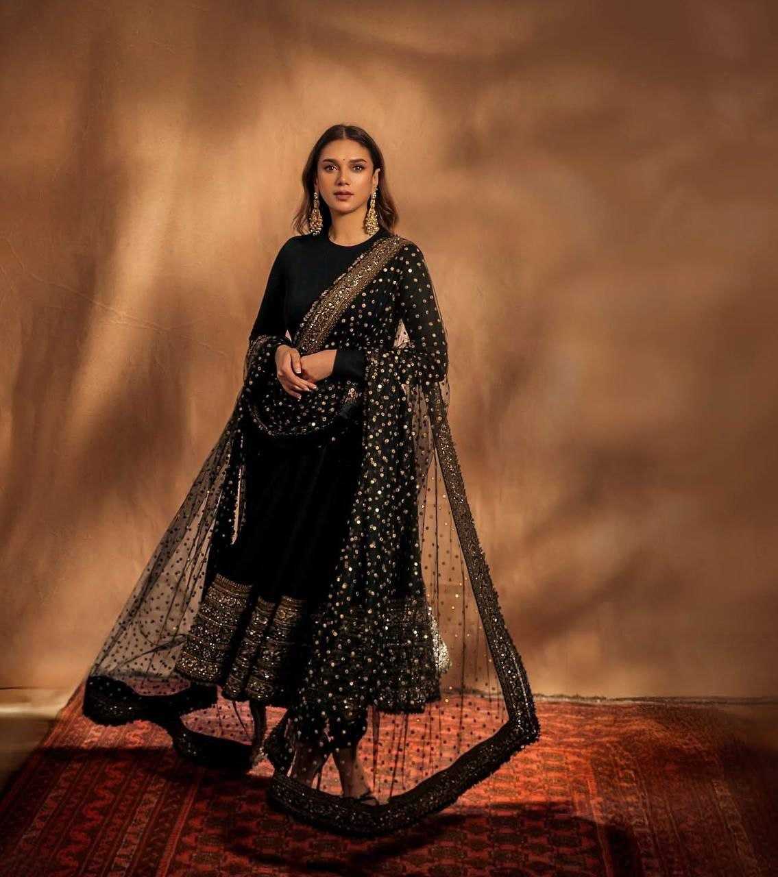 Ynf Faux Georgette KESH497 233 Gowns Wholesale Party Gowns Georgette Gown Embroidered Gown Manufacturer- Kapda Export