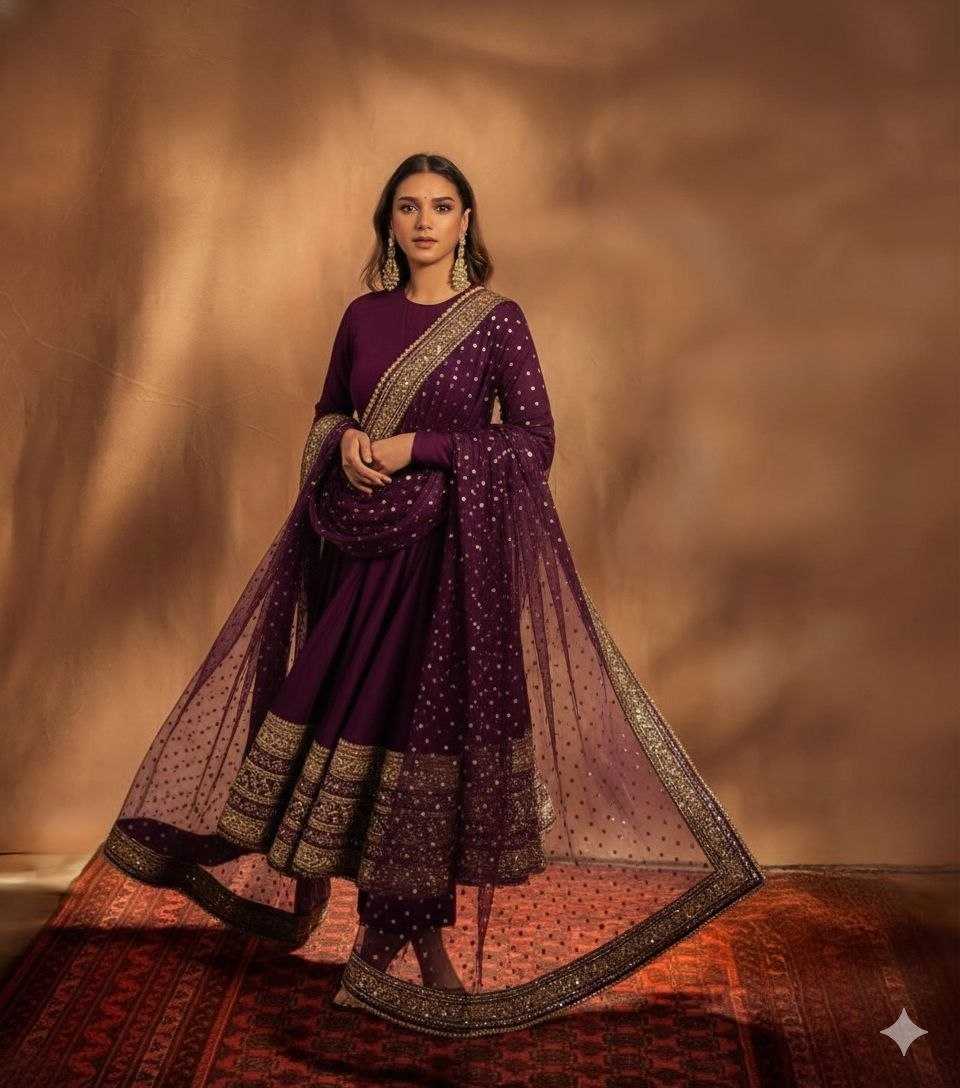 Ynf Faux Georgette KESH497 233 Gowns Wholesale Party Gowns Georgette Gown Embroidered Gown Manufacturer- Kapda Export