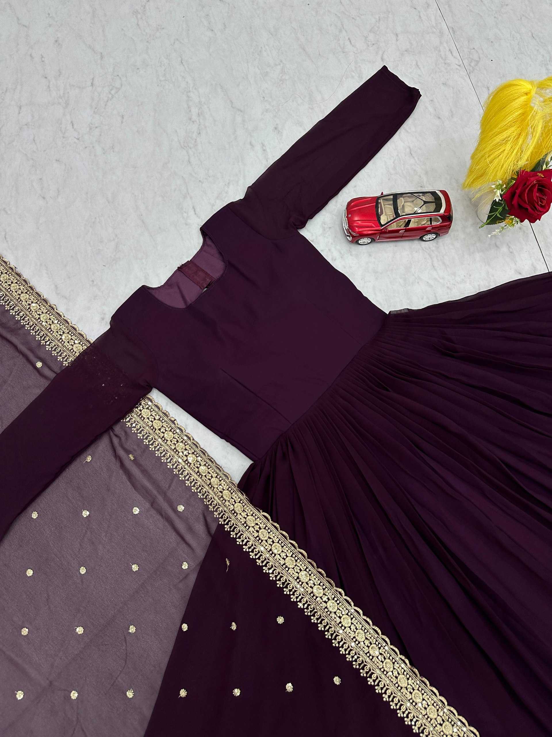 Ynf Faux Georgette KESH497 233 Gowns Wholesale Party Gowns Georgette Gown Embroidered Gown Manufacturer- Kapda Export